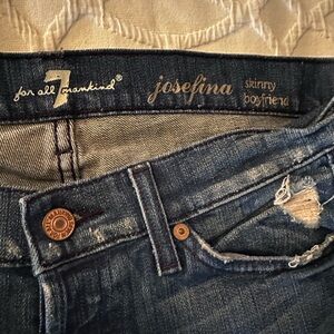 7 For All Mankind Women's Dark Blue Boyfriend Jeans